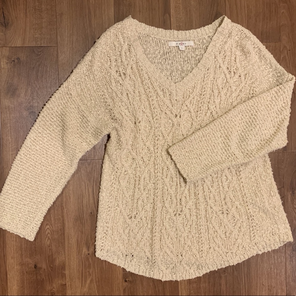 Knitted Beige Loose Sweater